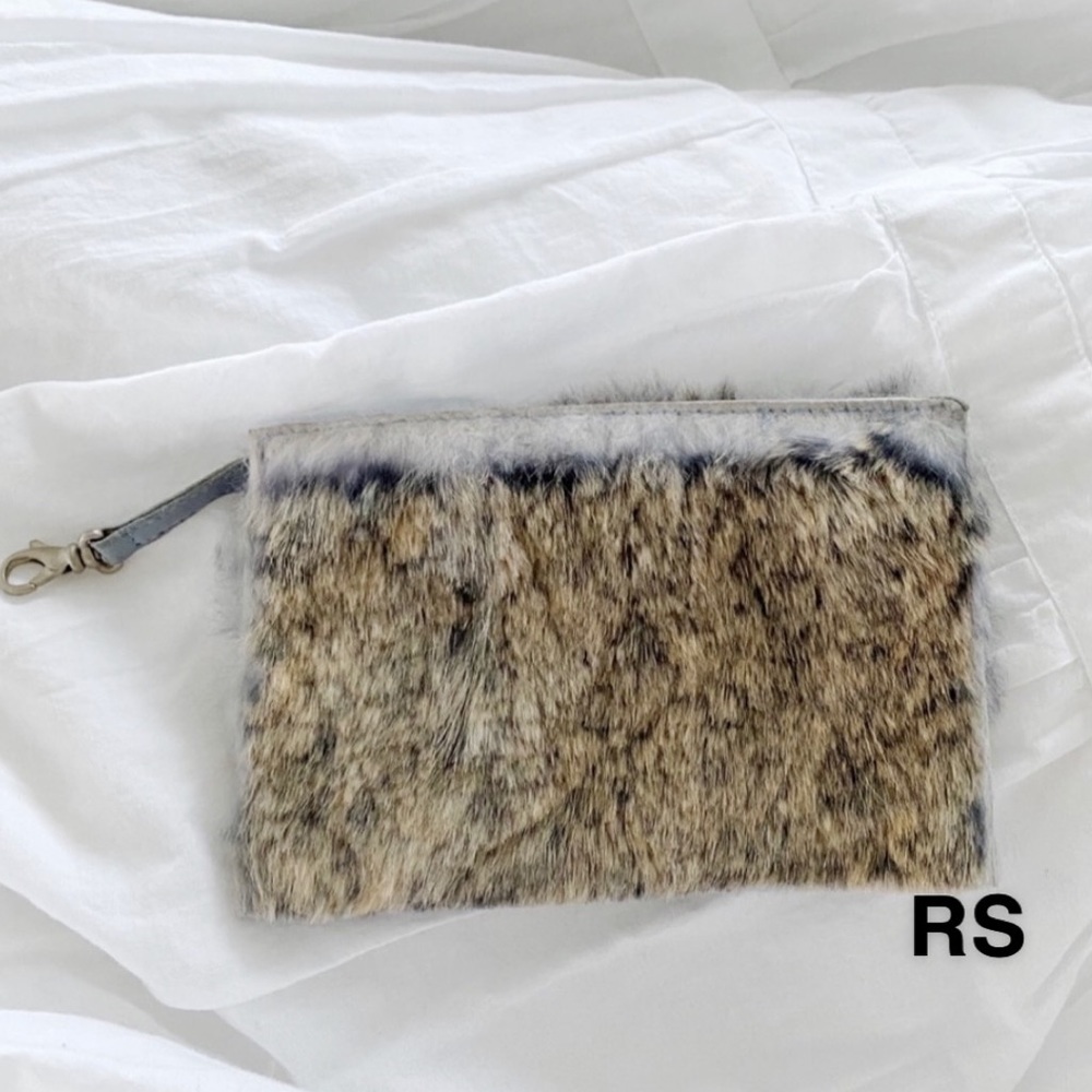 CHANEL rabbit fur pouch